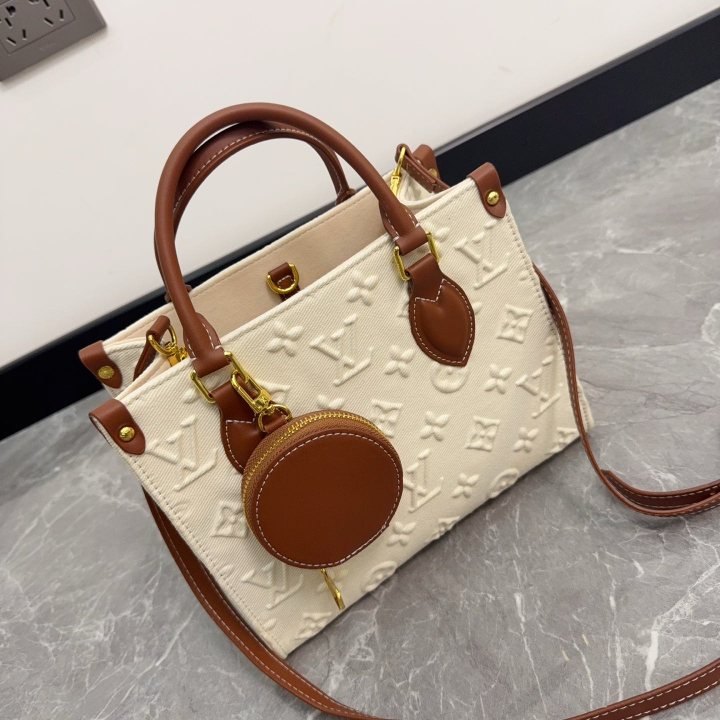 Monogram Cream/Brown On the Move Tote