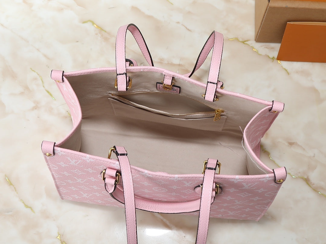 Monogram Pink/White On the Move Totes