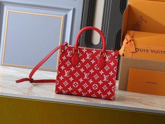 Monogram Red/White On the Move Totes