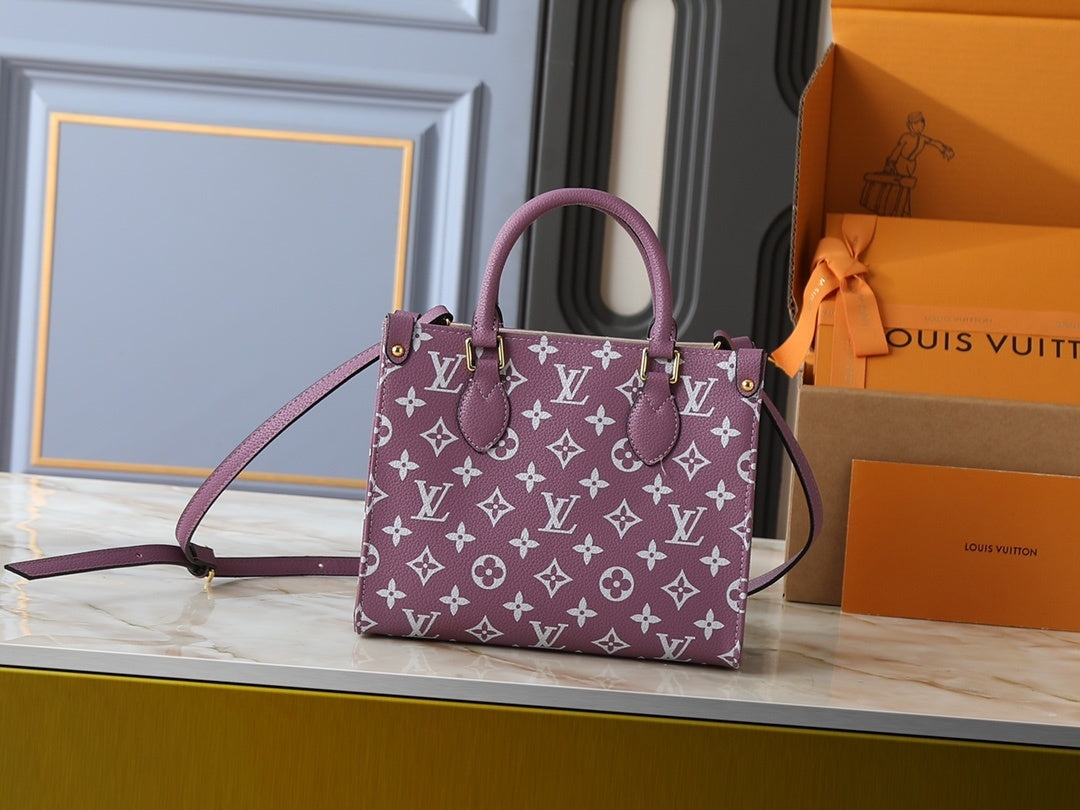 Monogram Purple/White On the Move Totes