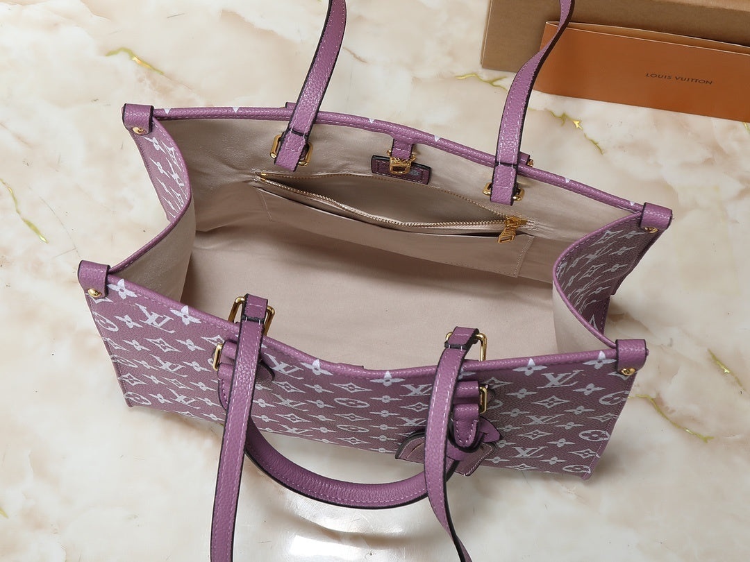 Monogram Purple/White On the Move Totes