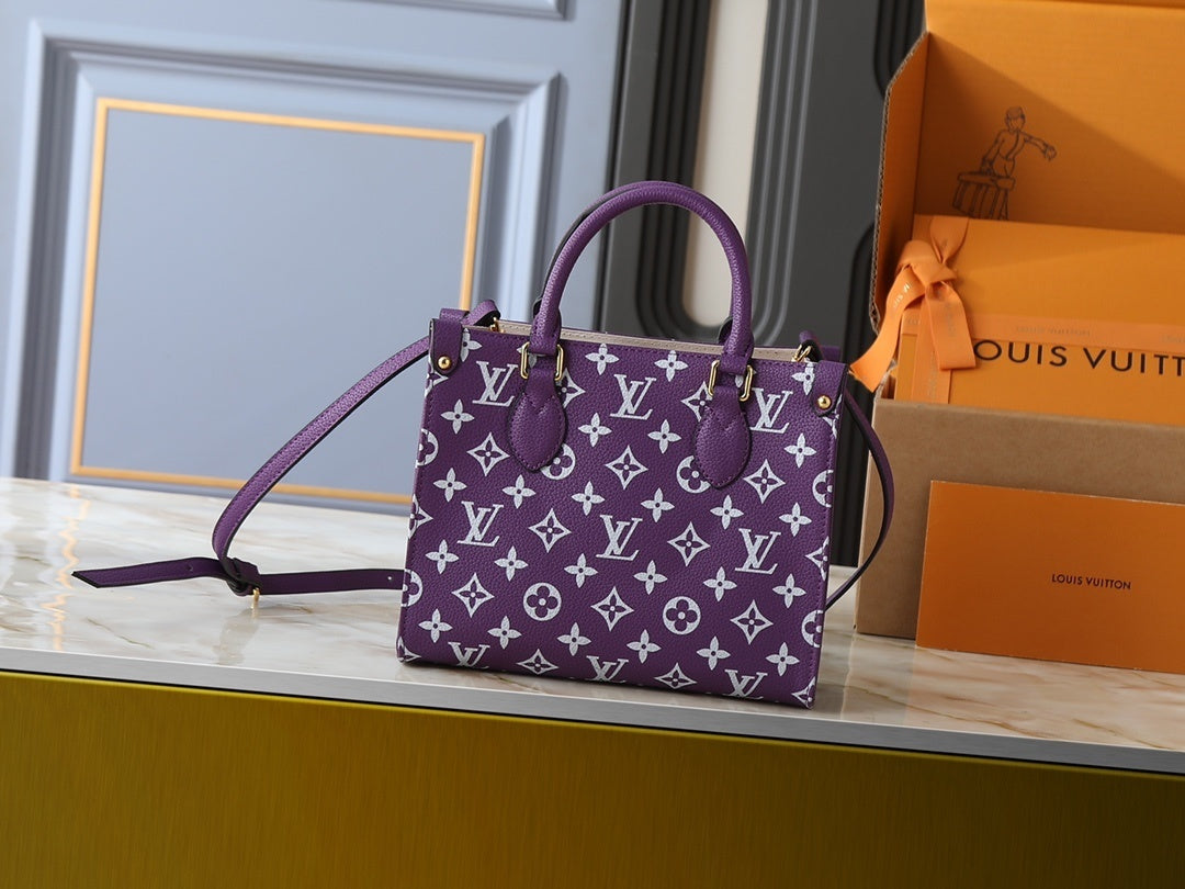 Monogram Dark Purple/White On the Move Totes