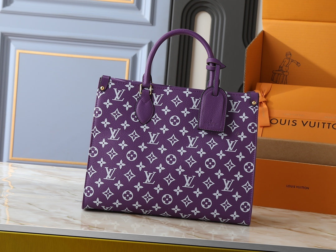 Monogram Dark Purple/White On the Move Totes