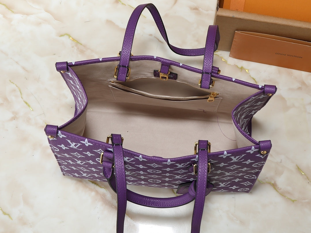 Monogram Dark Purple/White On the Move Totes