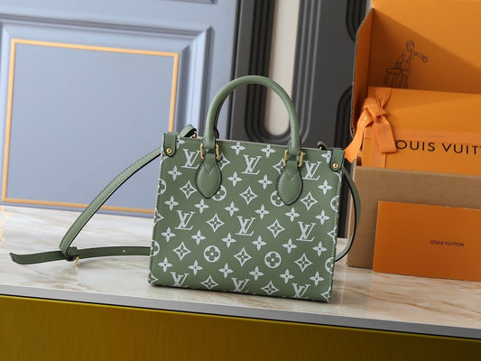 Monogram Green/White On the Move Totes