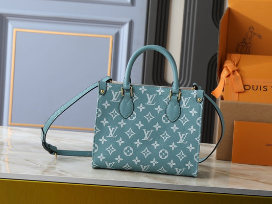 Monogram Teal/White On the Move Totes