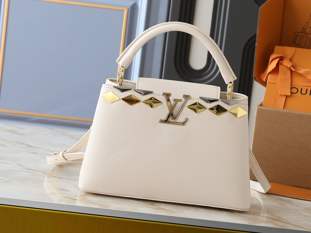 Cream/Gold Monogram Cappuccino Bags