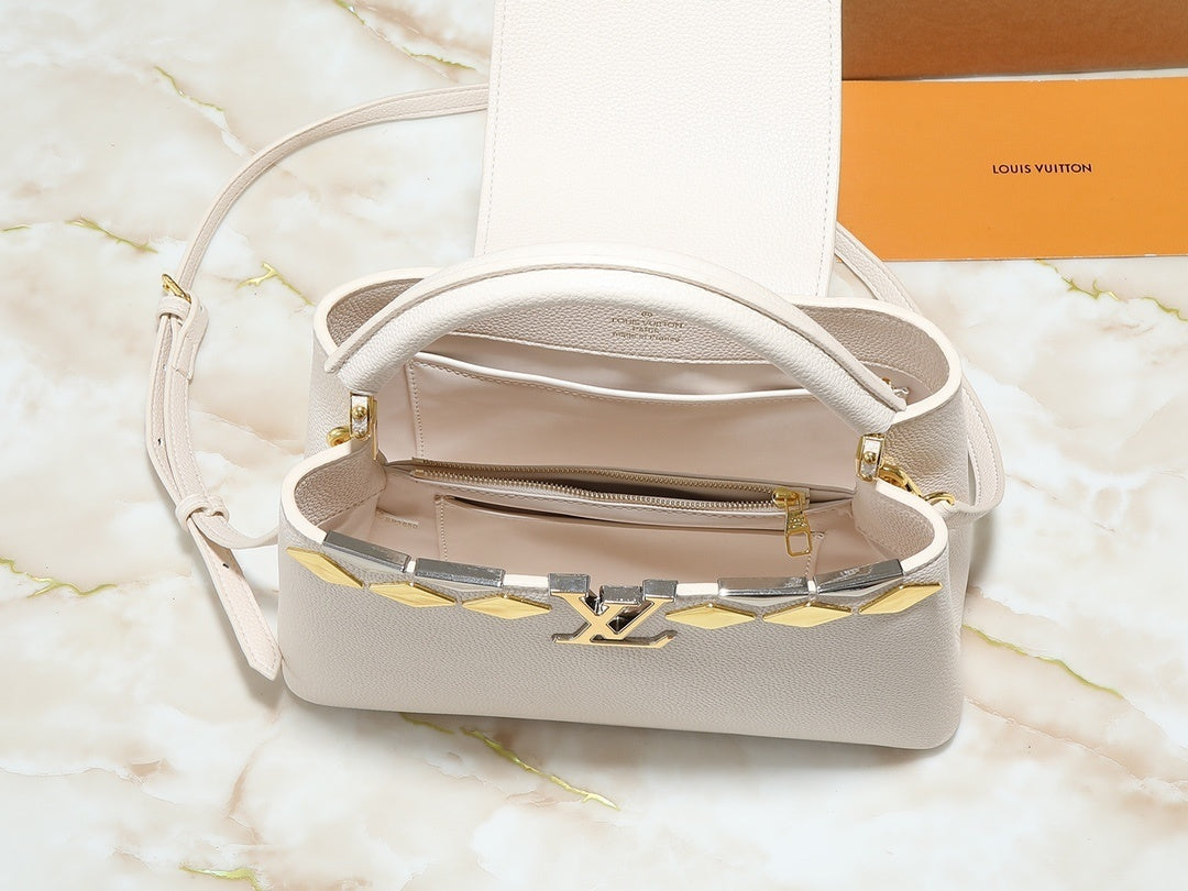 Cream/Gold Monogram Cappuccino Bags