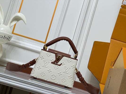 Cream/Brown Monogram Cappuccino Bags