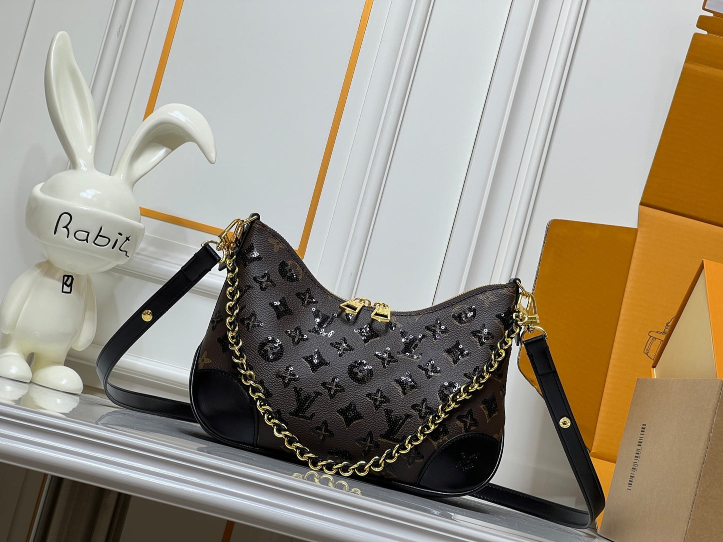 Brown Monogram/Sequin Vintage Shoulder Bag