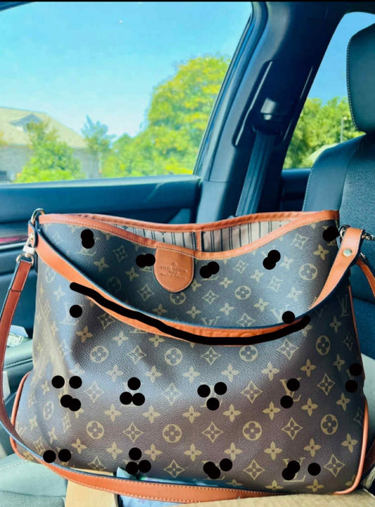Brown Monogram Single Handle Tote