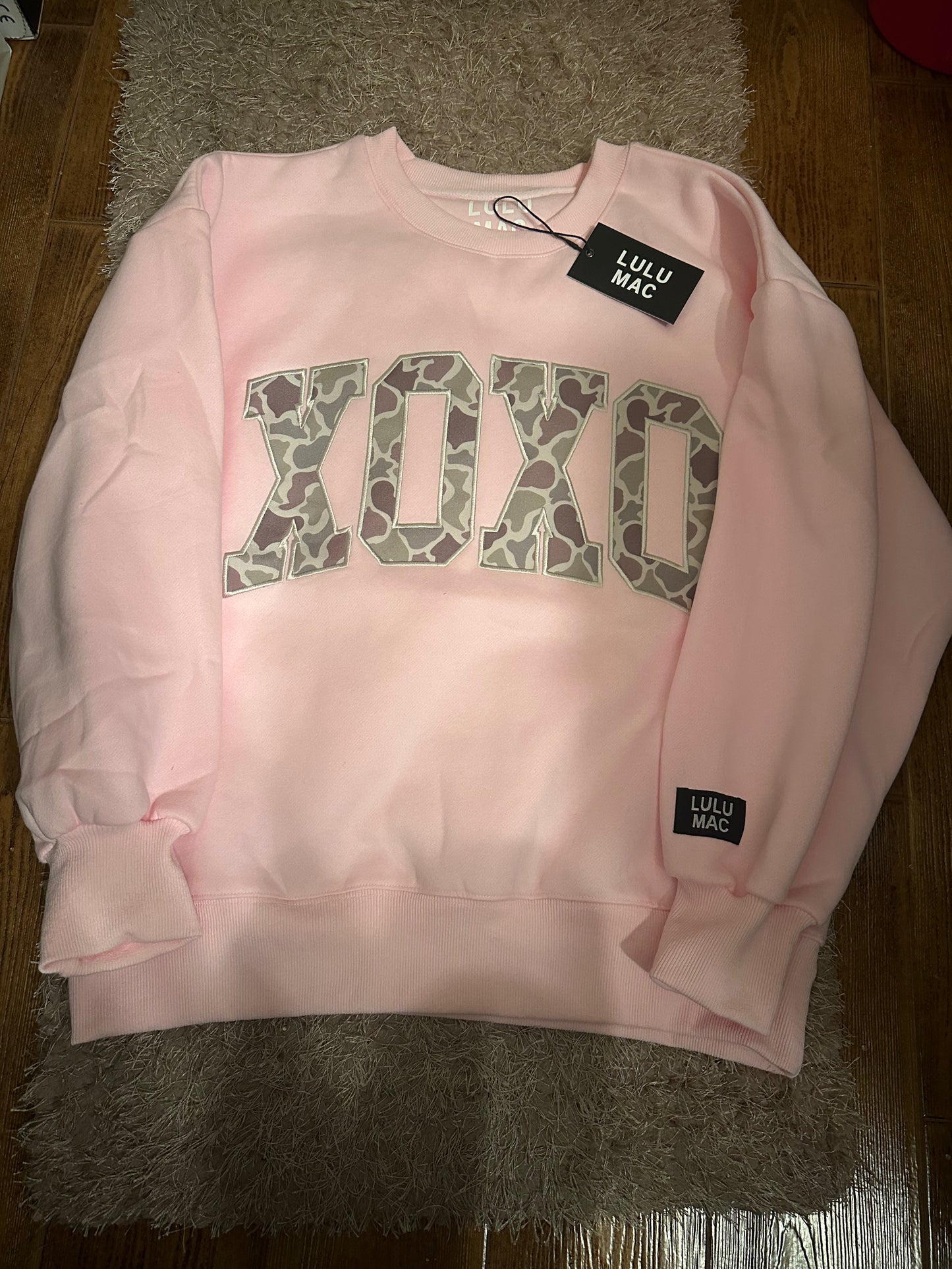 Lulu Mac XOXO Light Pink/Camo Sweatshirt - IN STOCK