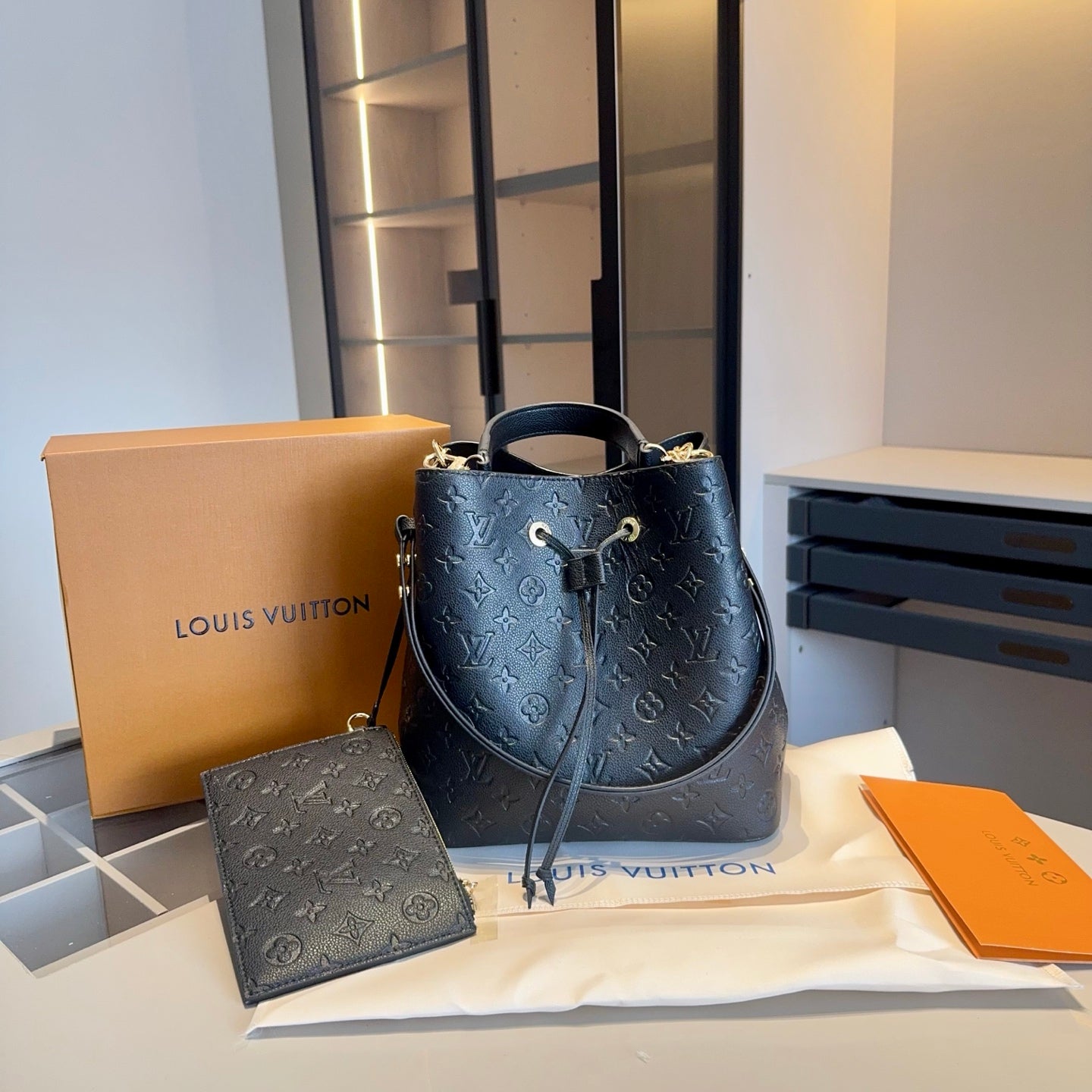 Black Monogram Bucket Bag