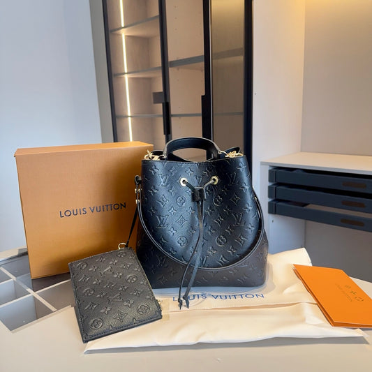 Black Monogram Bucket Bag