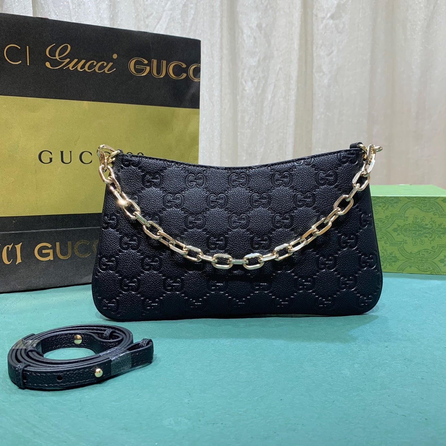 Double G Black Clutch Bags