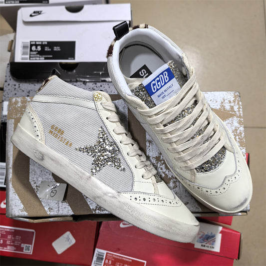 High-Top Tan/Grey Vintage Star Sneakers
