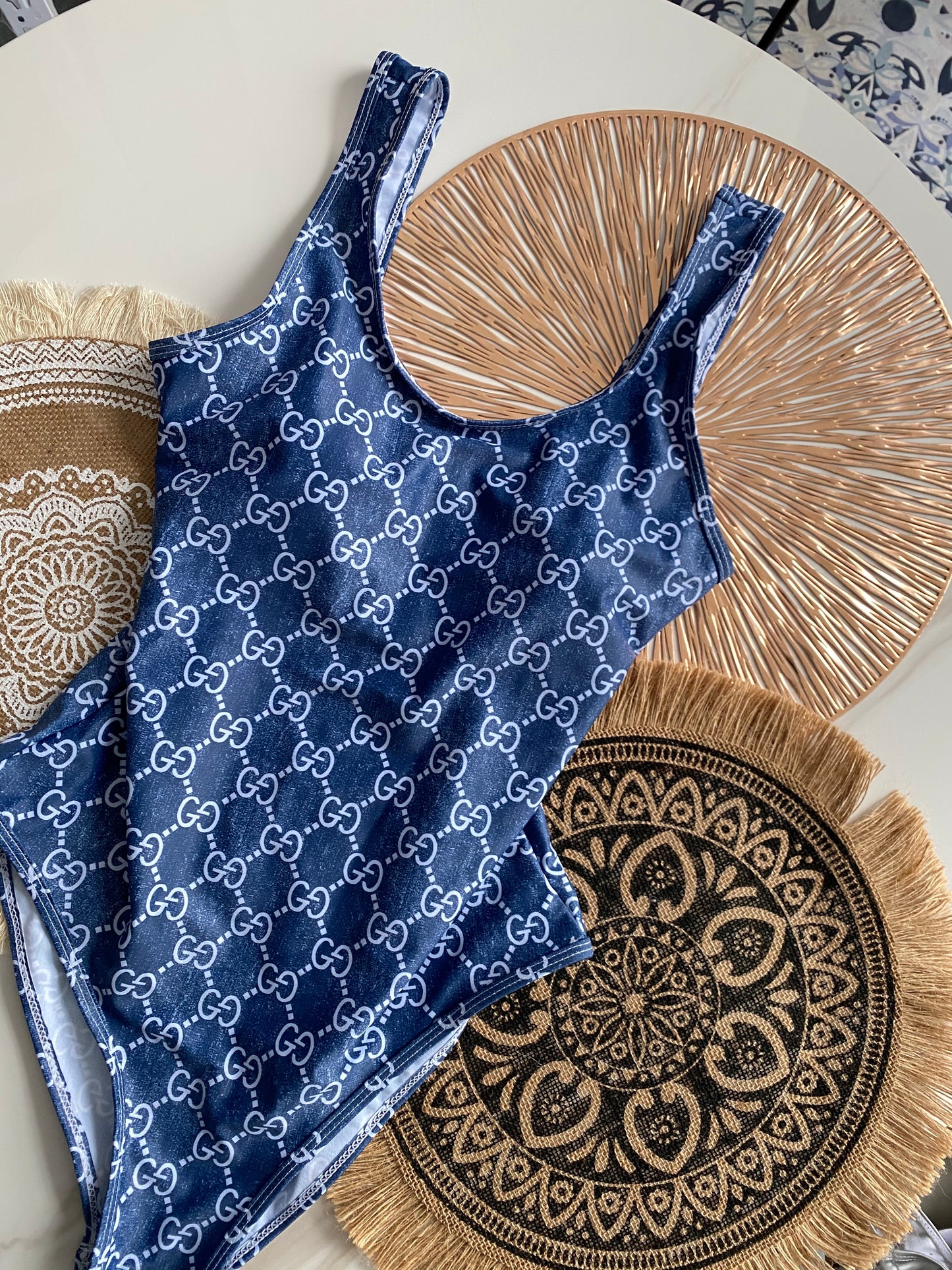 Double G Blue One-Piece Bathing Suit