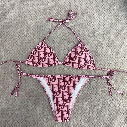 💿 Light Pink/Burgundy Bikini Bathing Suit