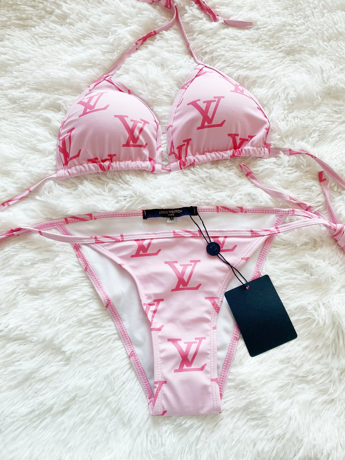 Monogram Double Pink Bikini Bathing Suit