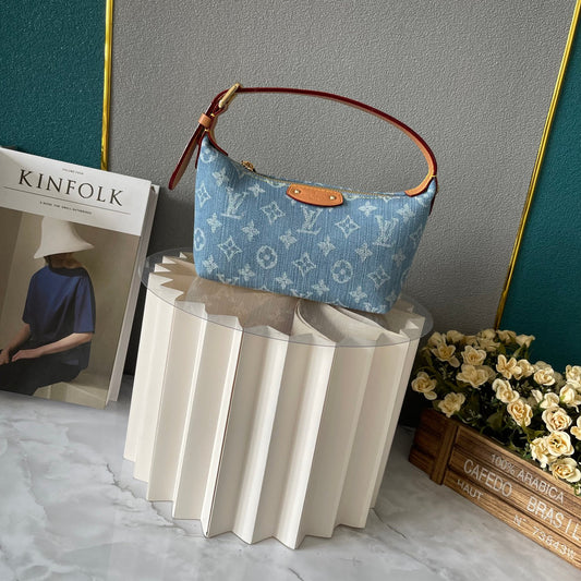 Light Blue Denim Curve Bag