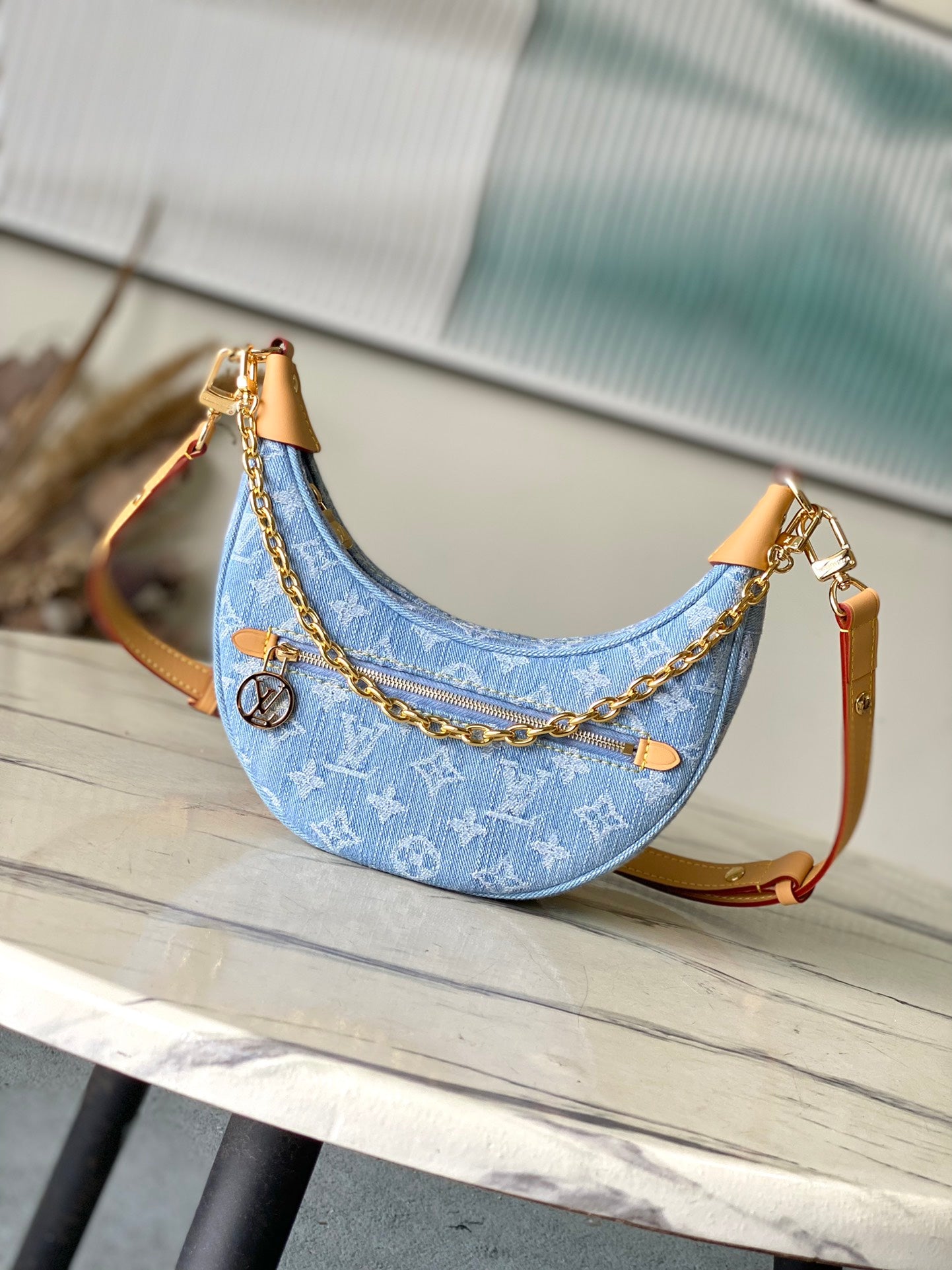 Light Blue Denim Loop Bag