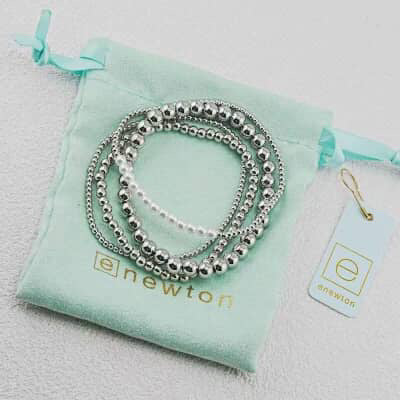 Silver Pearl Beaded Bracelet Stack
