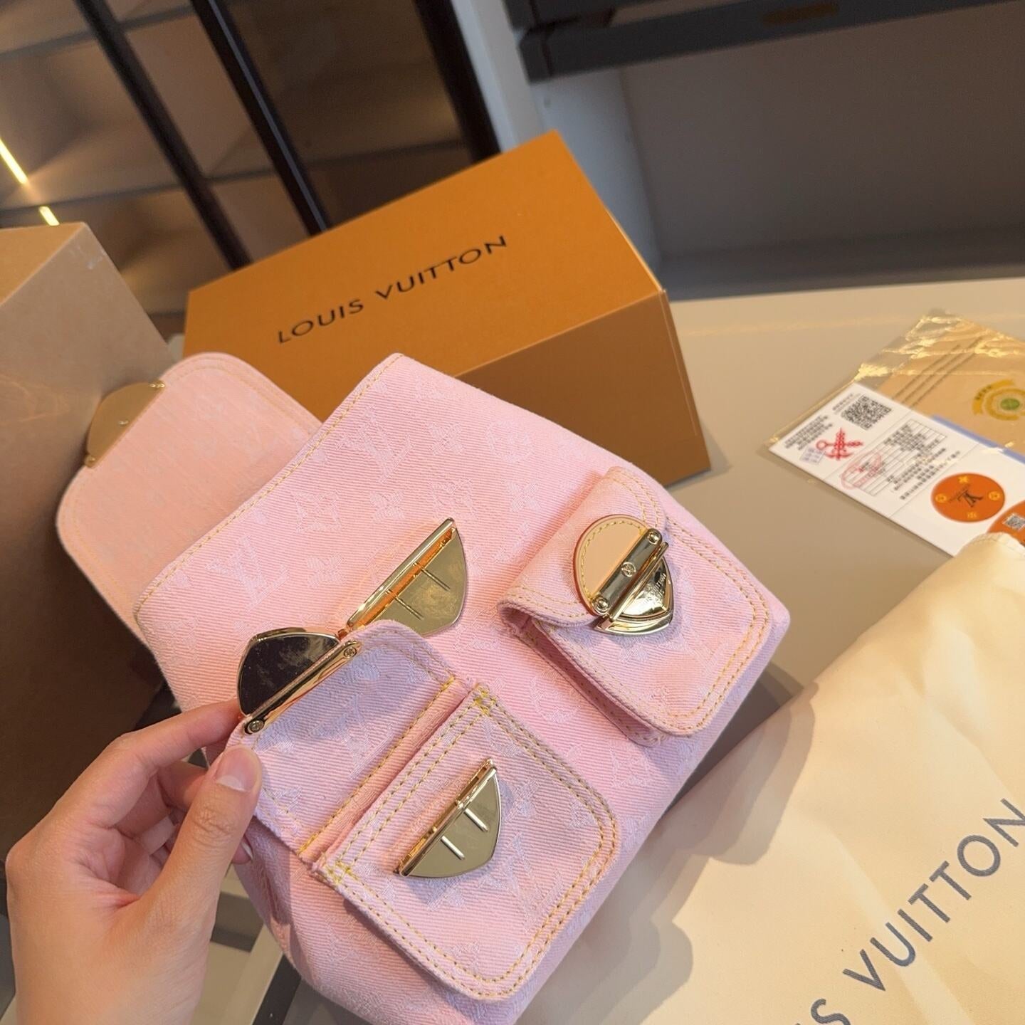 Pink Denim Anna Backpack