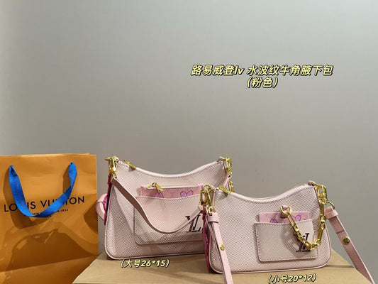 Light Pink Monogram Modern Curve Shoulder Bags