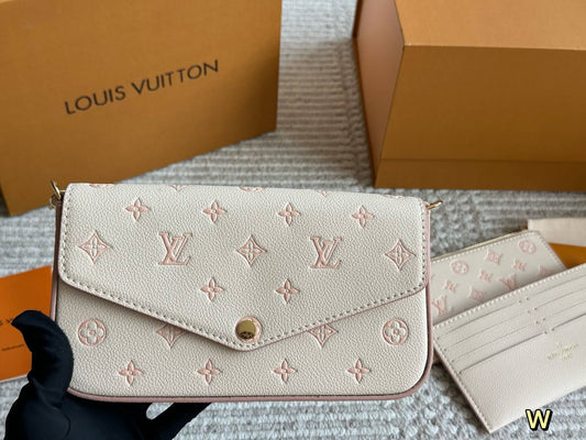 Cream/Pink Monogram Wallet Bag