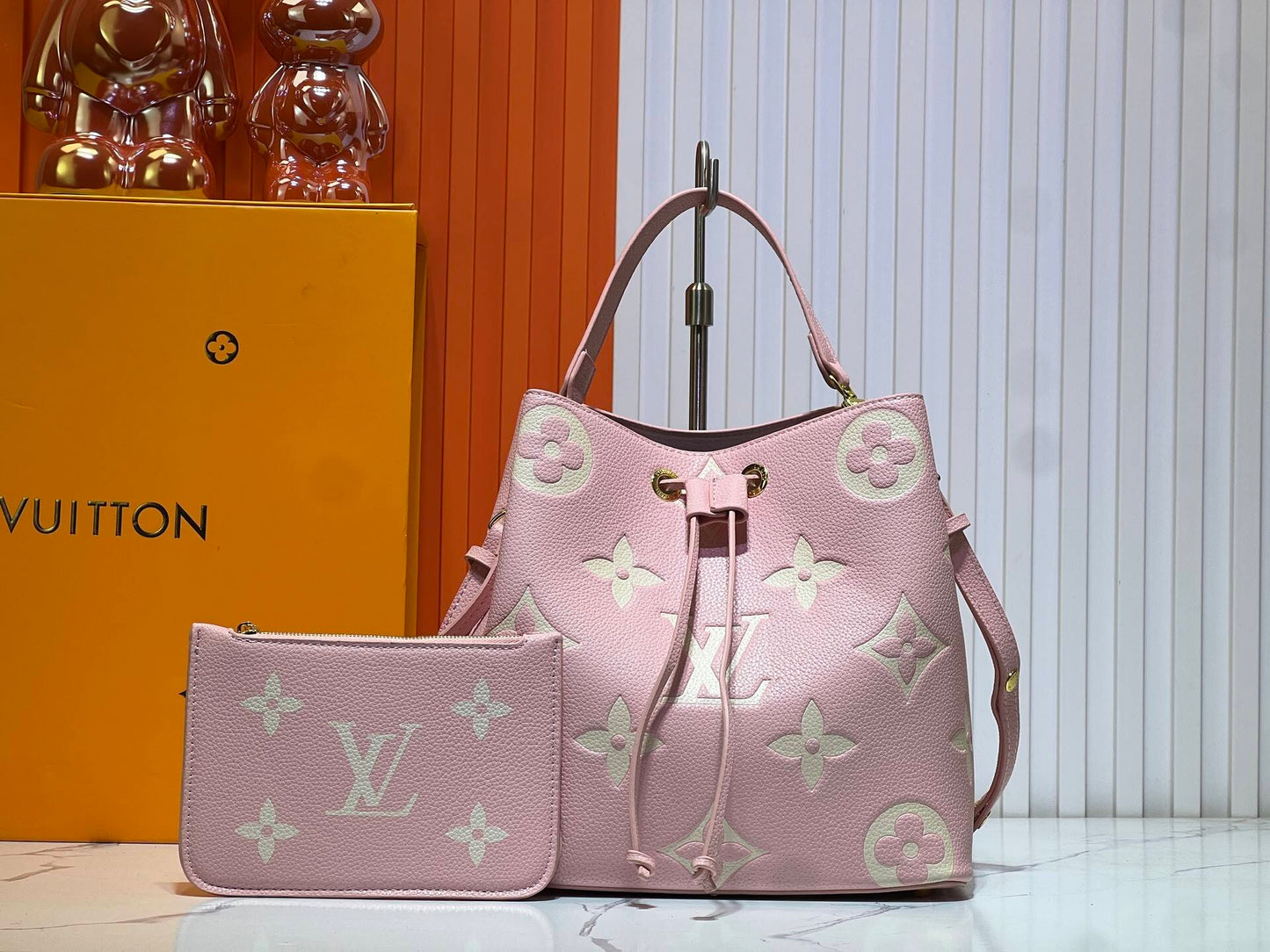 Pink/Cream Monogram Bucket Bag