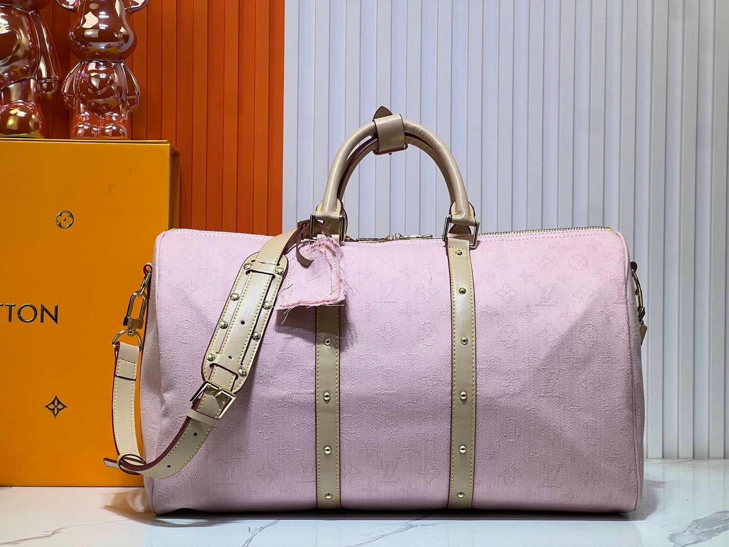 Pink Denim Duffle Bag (45cm)