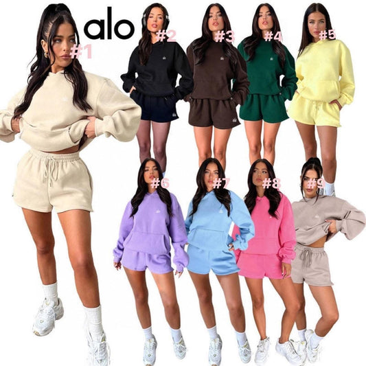 A L O Hoodie/Shorts Sets